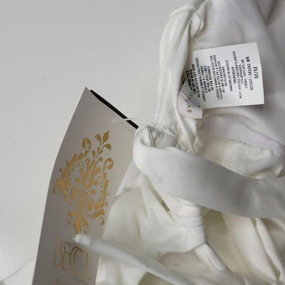$138 NEW M BECCA CUTOUT HR OPEN BACK SEXY WHITE ONE PIECE SWIMSUIT MEDIUM NWT - Picture 4 of 8